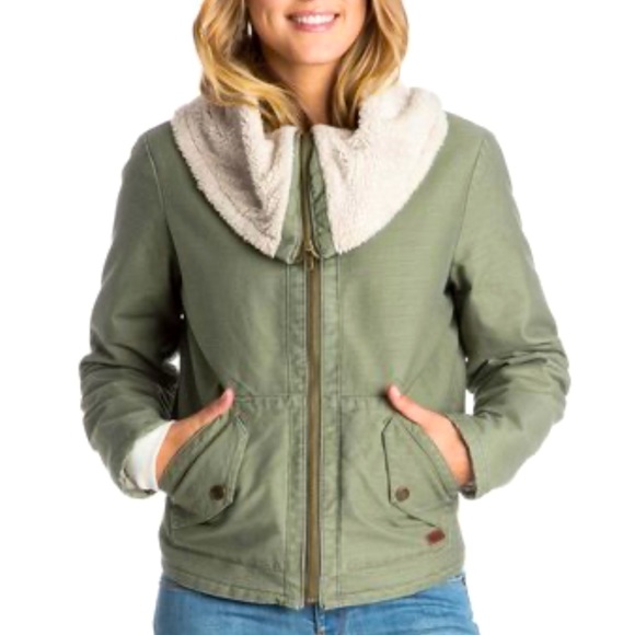 Roxy Women's Tornado Green Dusty Olive Windbreaker Utility Jacket - Picture 9 of 13